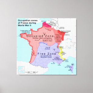 Occupation Zones of France During World War II Canvas Print