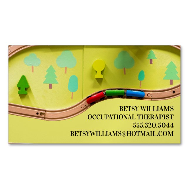 Occupational Therapist At Home Kids Toys Business Card Magnet (Front)