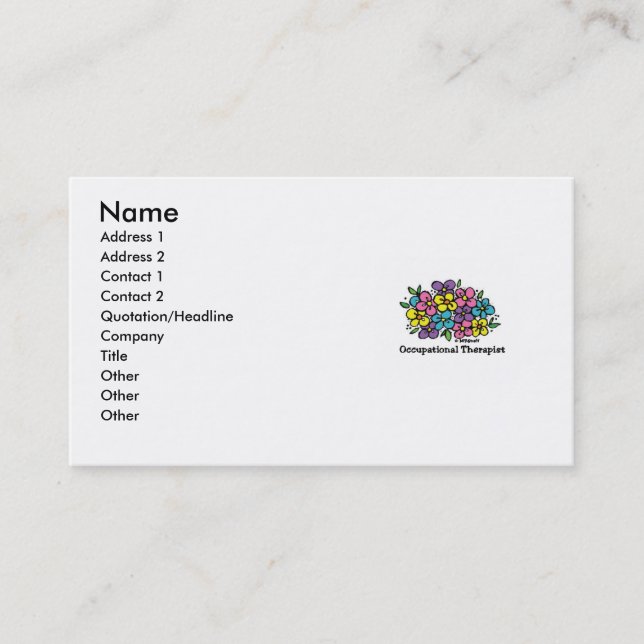 Occupational Therapist Blooms 1 Business Card (Front)