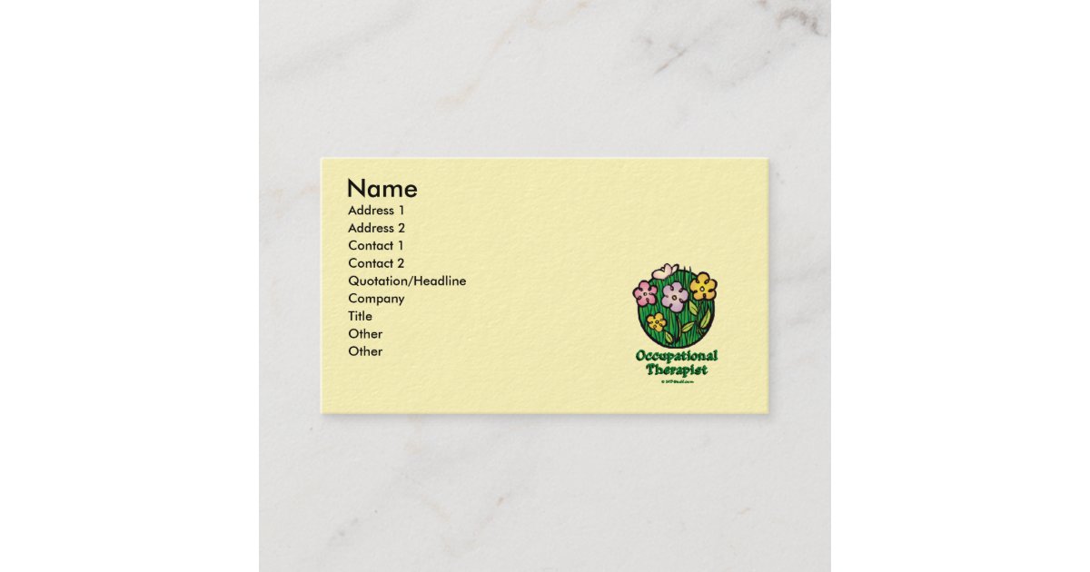 Occupational Therapist Blooms 2 Business Card