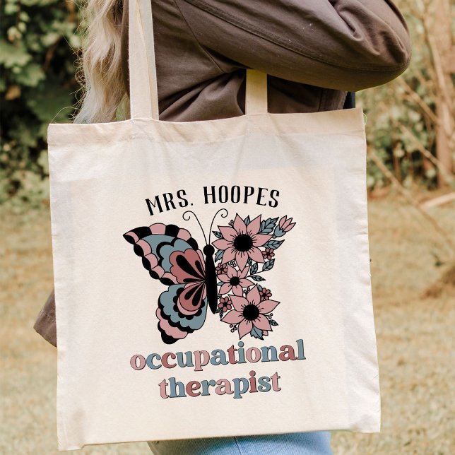 Occupational Therapist Butterfly Boho Personalized Tote Bag (Creator Uploaded)