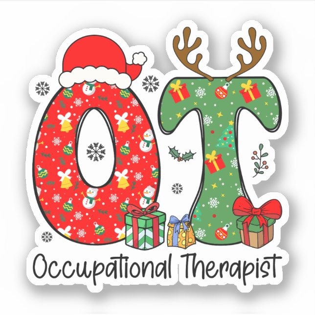 Occupational Therapist Christmas, OT OTA Christmas Sticker (Front)
