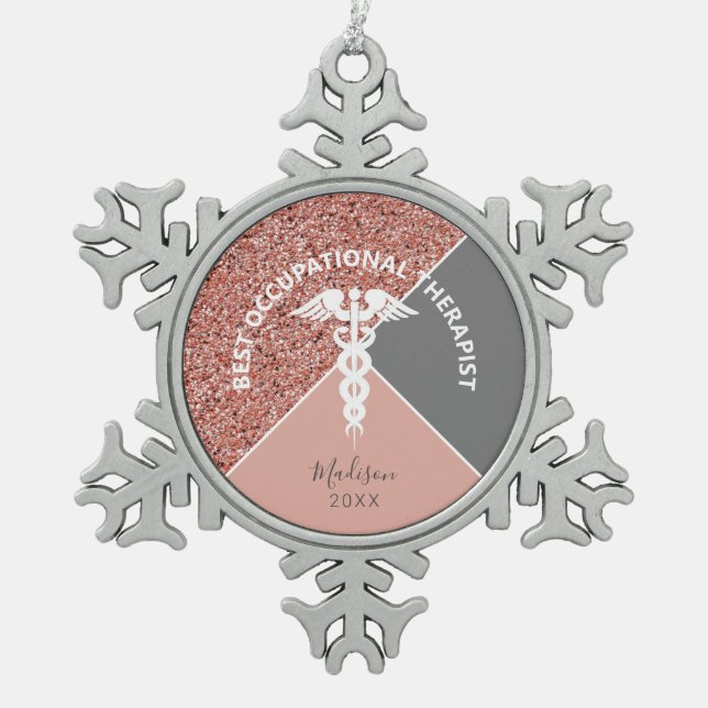 Occupational Therapist Christmas Personalized  Snowflake Pewter Christmas Ornament (Front)