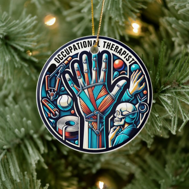 Occupational Therapist Custom Text Ceramic Ornament (Tree)