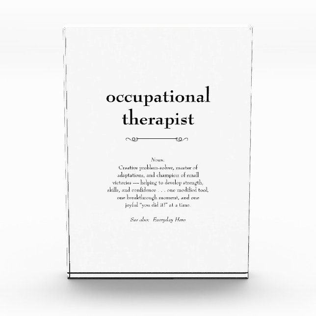 Occupational Therapist Definition Thank You Gift Photo Block (Front)