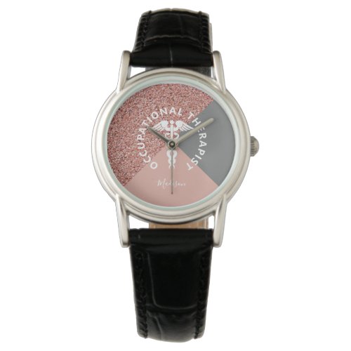Occupational Therapist Graduate Rose Gold Name Watch