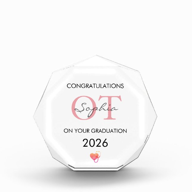 Occupational Therapist Graduation Personalized Acrylic Award (Front)