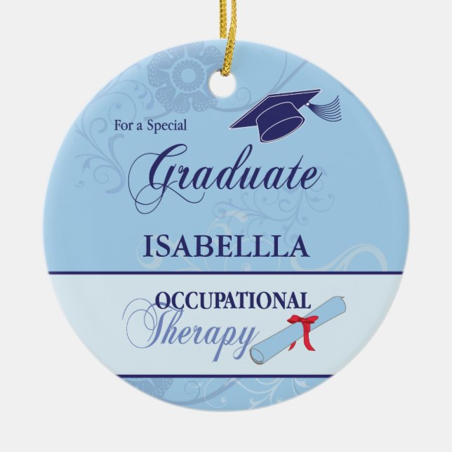 Occupational Therapist Graduation Swirl Round Gift Ceramic Ornament (Front)
