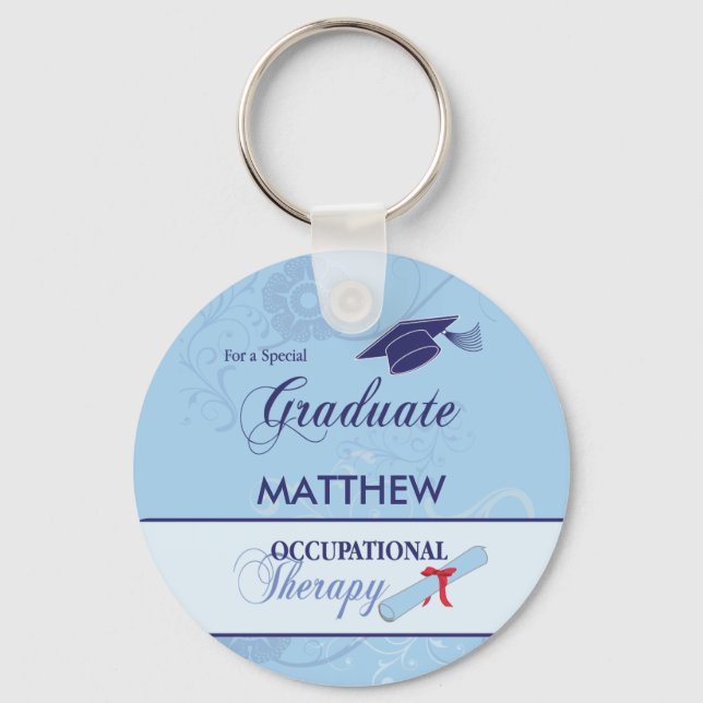 Occupational Therapist Graduation Swirl Round Gift Keychain (Front)