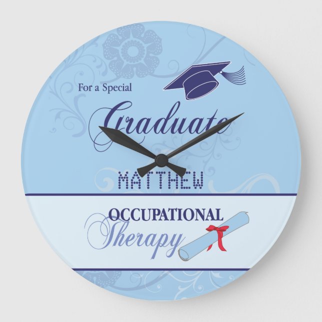 Occupational Therapist Graduation Swirl Round Gift Large Clock (Front)
