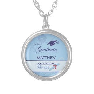 Occupational Therapist Graduation Swirl Round Gift Silver Plated Necklace