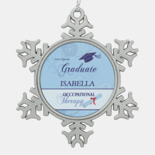 Occupational Therapist Graduation Swirl Round Gift Snowflake Pewter Christmas Ornament