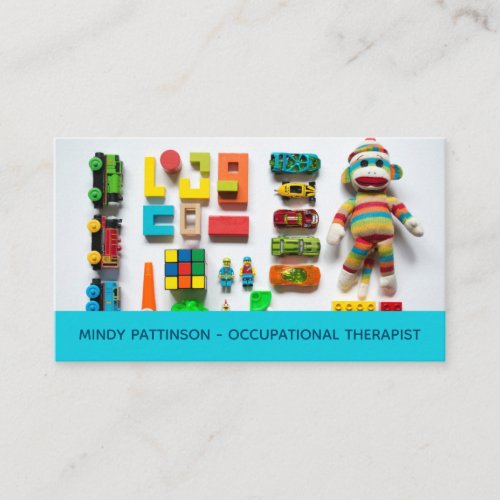 Occupational Therapist Kids Toys Photograph Blue Business Card