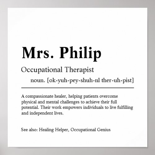 Occupational Therapist Personalized Gift Poster