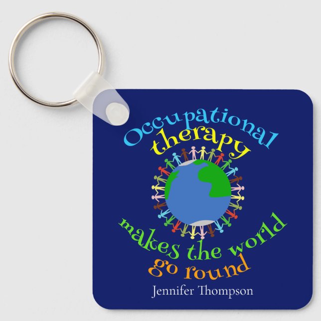 Occupational Therapist Quote Personalized Blue Keychain (Front)