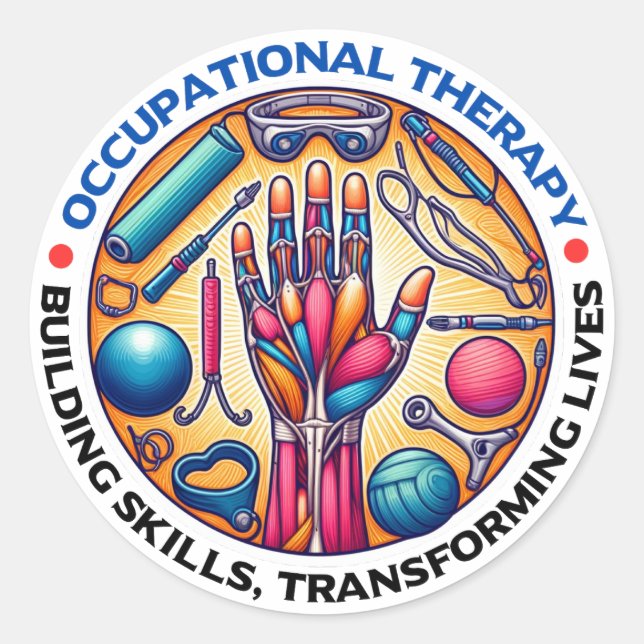 Occupational Therapy Building Skills Classic Round Sticker (Front)