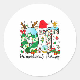 Occupational Therapy Christmas Lights Santa Hat Ot Classic Round Sticker