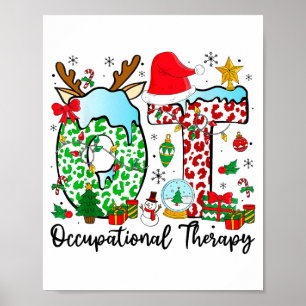 Occupational Therapy Christmas Lights Santa Hat Ot Poster