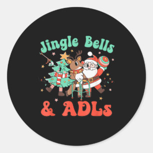 Occupational Therapy Christmas Reindeer Santa Adls Classic Round Sticker
