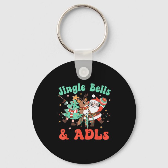 Occupational Therapy Christmas Reindeer Santa Adls Keychain (Front)