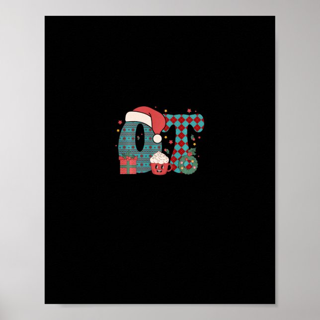 occupational therapy christmas santa hat ot therap poster (Front)