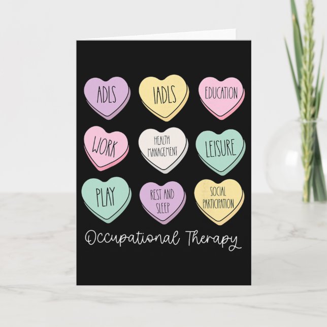 Occupational Therapy Conversation Hearts Valentine Card (Front)