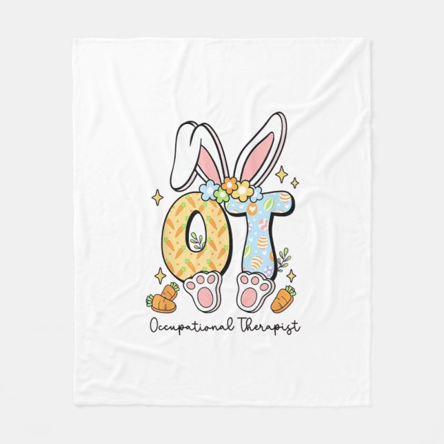 Occupational Therapy Easter Bunny OT OTA Spring Ot Fleece Blanket (Front)
