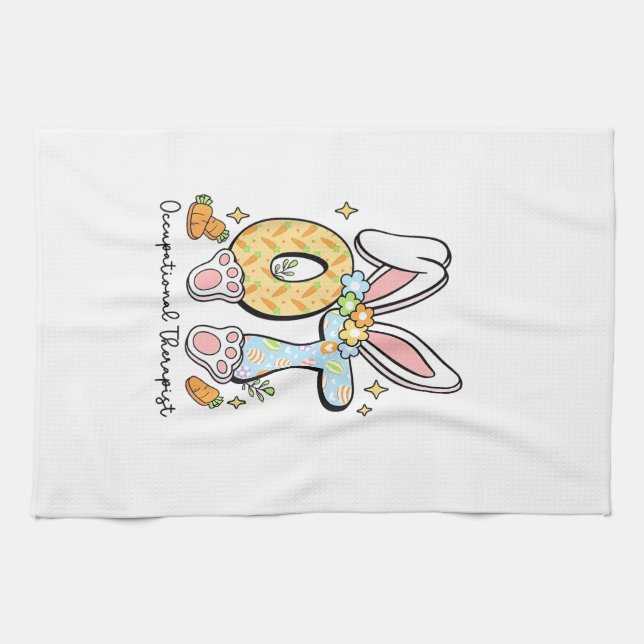 Occupational Therapy Easter Bunny OT OTA Spring Ot Kitchen Towel (Horizontal)