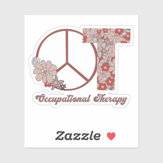 Occupational Therapy Fun Peace Sign Floral Sticker (Sheet)