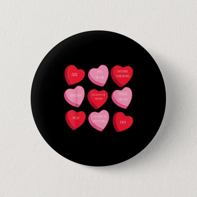 Occupational Therapy Heart Candy Valentine Day Ot  Button (Front)