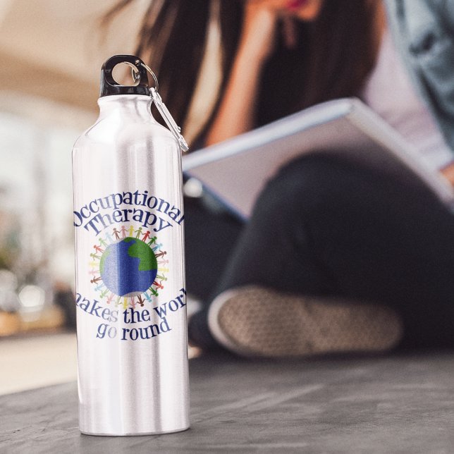 Occupational Therapy Makes the World Go Round Water Bottle (Creator Uploaded)