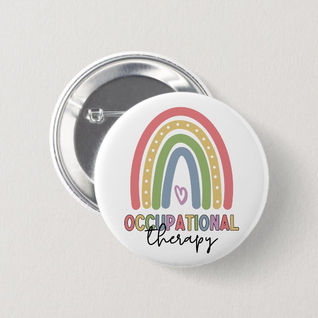 Occupational Therapy OT Therapist Rainbow Button (Front & Back)