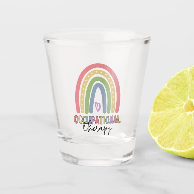 Occupational Therapy OT Therapist Rainbow Shot Glass (Front)
