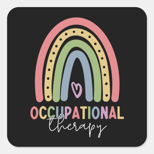 Occupational Therapy OT Therapist Rainbow Square Sticker (Front)