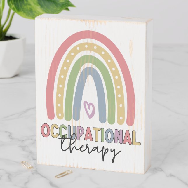 Occupational Therapy OT Therapist Rainbow  Wooden Box Sign (In Situ Vertical)