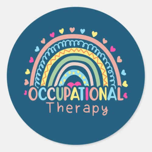 Occupational Therapy Rainbow OT Therapist Inspire Classic Round Sticker