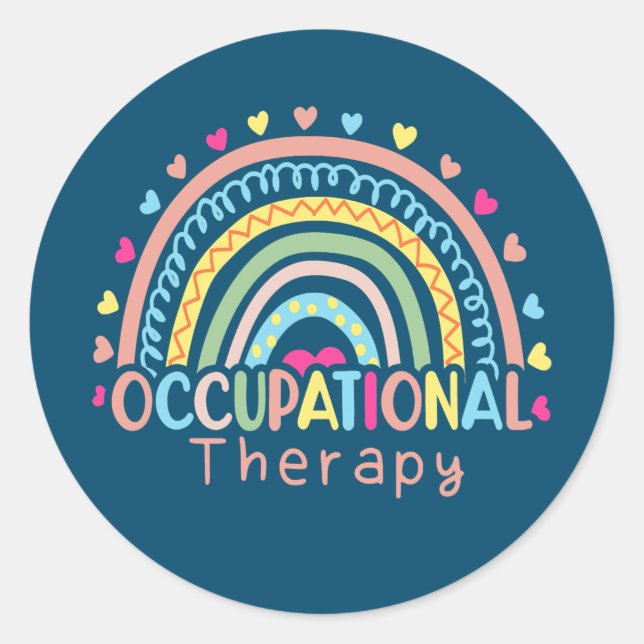 Occupational Therapy Rainbow OT Therapist Inspire Classic Round Sticker (Front)
