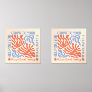 Occupational Therapy Retro Floral   Therapist Wall Art Sets