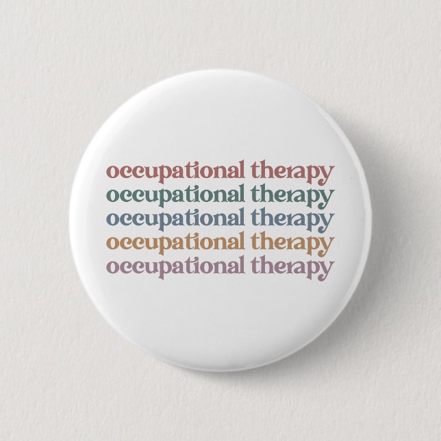 Occupational Therapy Retro OT Student Grad Gifts Button (Front)