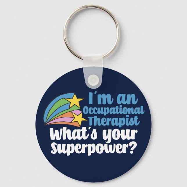 Occupational Therapy Superhero Cute Blue OT Keychain (Front)
