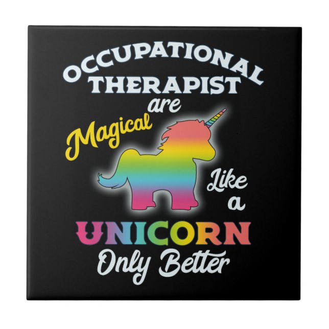 Occupational Therapy Unicorn OT Therapist Ceramic Tile (Front)