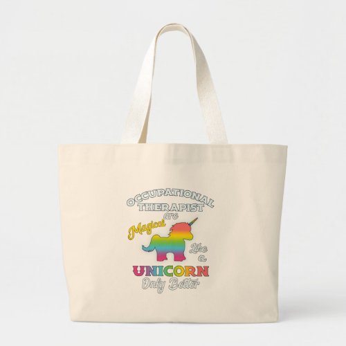 Occupational Therapy Unicorn OT Therapist Large Tote Bag