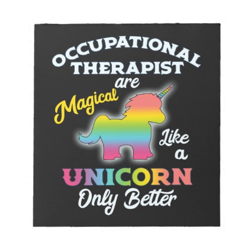 Occupational Therapy Unicorn OT Therapist Notepad