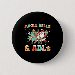 Occupational Therapy Xmas Reindeer Santa Adls New  Button