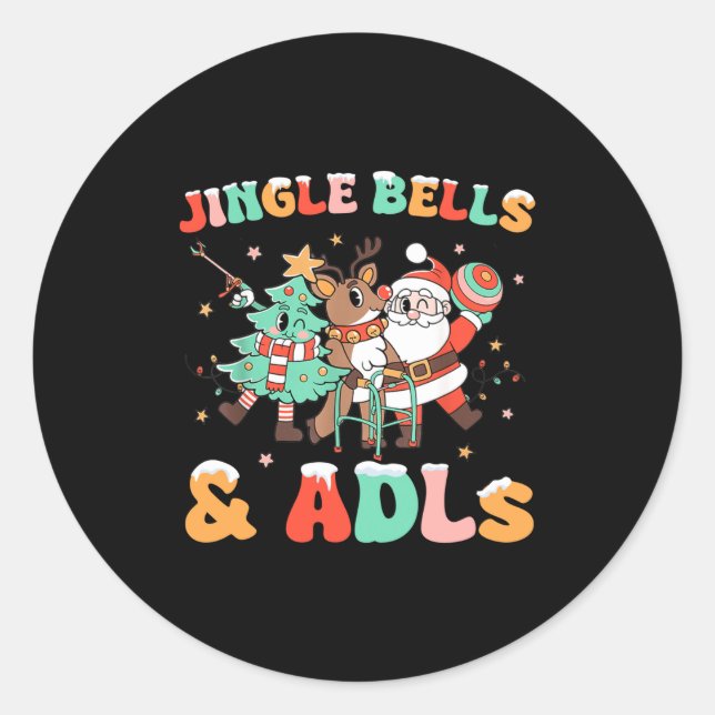 Occupational Therapy Xmas Reindeer Santa Adls New  Classic Round Sticker (Front)