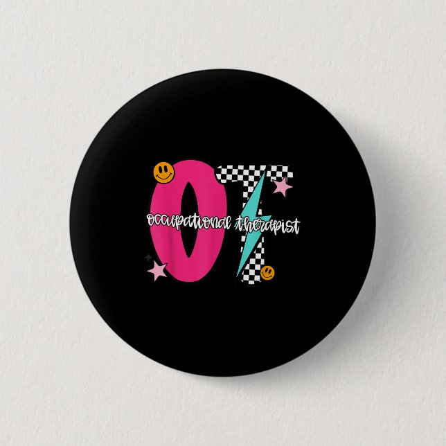 Occupational Therast Retro Checkered Ot Graduation Button (Front)