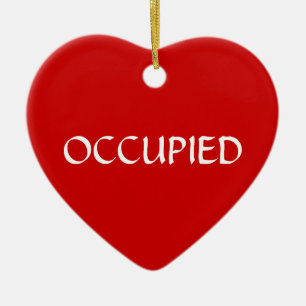 Occupied Vacant Green Red Ceramic Ornament