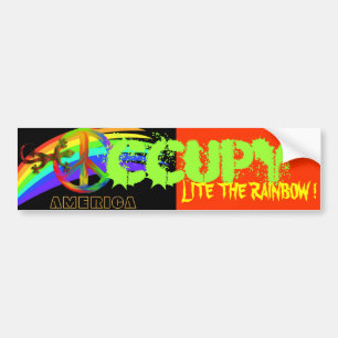 OCCUPY AMERICA LITE THE RAINBOW ! BUMPER STICKER
