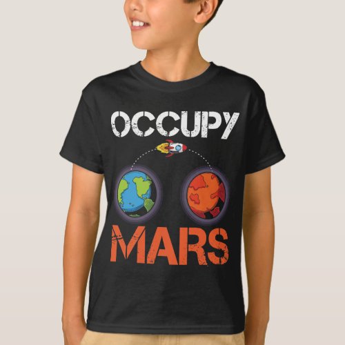 Occupy Mars Austronaut Space Ship Science T_Shirt
