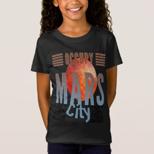 Occupy Mars City Space Rocket Starship SCI_FI Plan T_Shirt